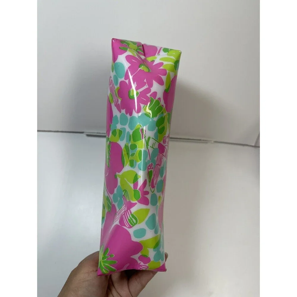 Lilly Pulitzer Bundle Lot Of 2 Vinyl Estee Lauder Zip Bags & Notebook